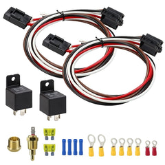 Car 12V 40A 175-185 Degree Thermostat Dual Electric Cooling Fan Wiring Relay Sensor Kit, Electric Cooling Fan Wiring Relay