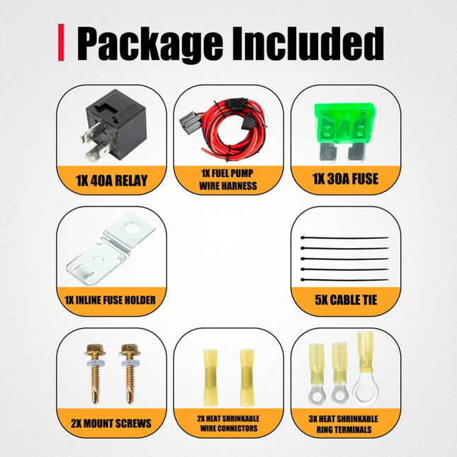 Universal 12V Electric Fuel Pump Relay Kit, Electric Fuel Pump Relay Kit