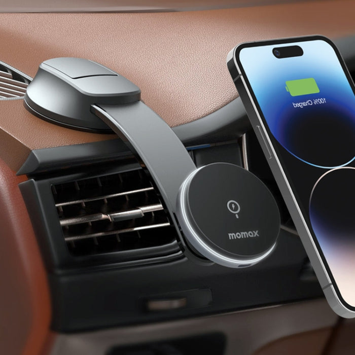 Cargador inalámbrico magnético con ventosa para coche MOMAX CM25B, CM25B