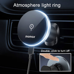 MOMAX CM25B Magnetic Wireless Charger Car Suction Cup Phone Holder, CM25B