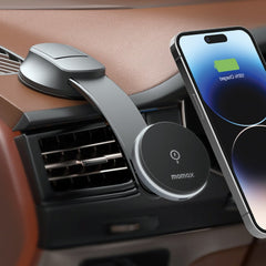 MOMAX CM25B Magnetic Wireless Charger Car Suction Cup Phone Holder, CM25B