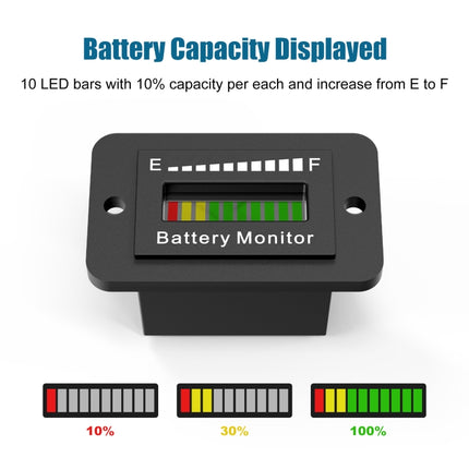 BM210 Electric Vehicles / Golf Carts LED Battery Indicator Adjustable Voltage 12V-72V, BM210