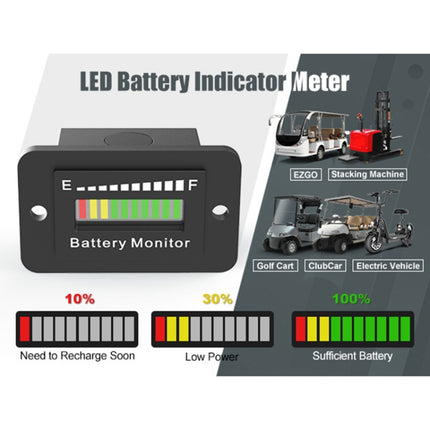 BM210 Electric Vehicles / Golf Carts LED Battery Indicator Adjustable Voltage 12V-72V, BM210