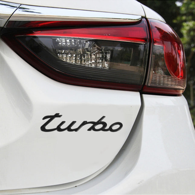 Car TURBO Personalized Aluminum Alloy Decorative Stickers, Size: 13x3x0.3cm