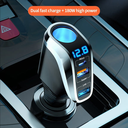 DY48TC 188W USB-C / Type-C + USB Dual Port Multi-function Car Charger with Cigarette Lighter