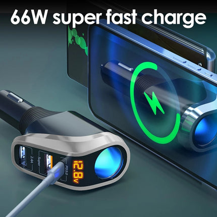 DY48TC 188W USB-C / Type-C + USB Dual Port Multi-function Car Charger with Cigarette Lighter