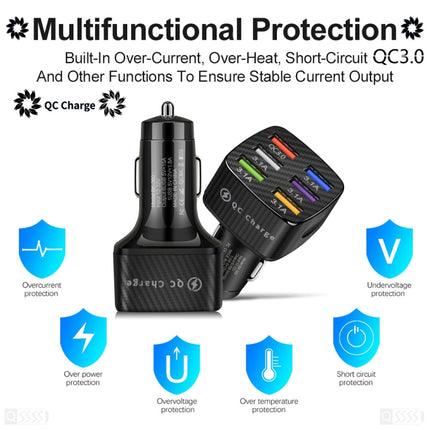 BK-360 6 in 1 QC3.0+3.1A USB luminescent Car Charger, BK-360