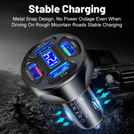 66W 4 in 1 Digital Display Fast Charging Car Charger with Voltmeter, 66W