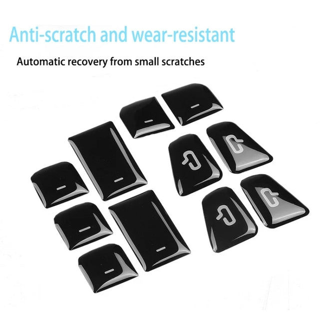 For Tesla Model 3 / Y 11pcs / Set Car Window Lift Button PU Adhesive Decorative Sticker, Window Lift Button Decorative Sticker