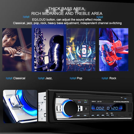 JSD-520 Car Stereo Radio MP3 Audio Player Support Bluetooth Hand-free Calling / FM / USB / SD, EU Plug Version, JSD-520, EU Plug Version