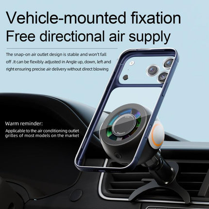 FC19 4 in 1 Multi-functional Car Air Outlet Magnetic Phone Holder Cooling Fan