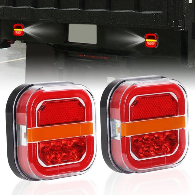 2pcs 12-24V 28LEDs Square Trailer Taillight, 12-24V