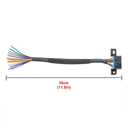 18AWG OBD 16 Pin OBD Cable Opening Line OBD 2 Extension Cable, Cable Length: 30cm, 30cm 18AWG