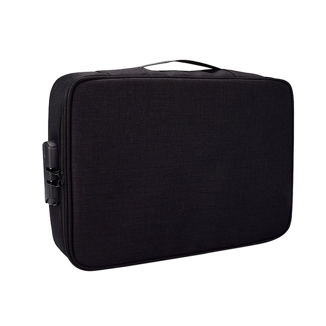 ZJ02 Bolsa de almacenamiento de documentos multicapa de poliéster impermeable para portátiles de todos los tamaños, con bloqueo de contraseña