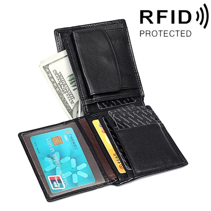 8020 Horizontal Retro Crazy Horse Texture Leather Anti-magnetic RFID Wallet Clutch Bag for Men, with Card Slots