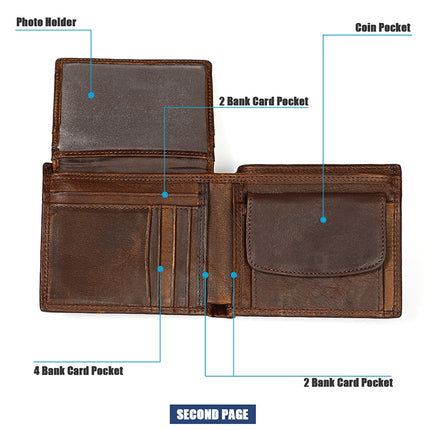 8020 Horizontal Retro Crazy Horse Texture Leather Anti-magnetic RFID Wallet Clutch Bag for Men, with Card Slots, 8020 Black, 8020 Coffee, 8020 Yellowish-brown