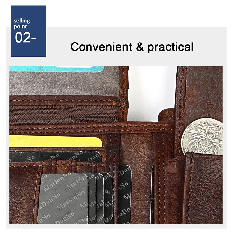 8020 Horizontal Retro Crazy Horse Texture Leather Anti-magnetic RFID Wallet Clutch Bag for Men, with Card Slots
