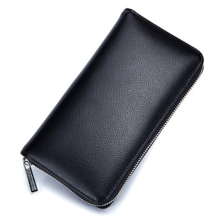 Two-Layer Cowhide Leather Organ Card Holder Multiple-Card RFID Anti-Theft Wallet Bag