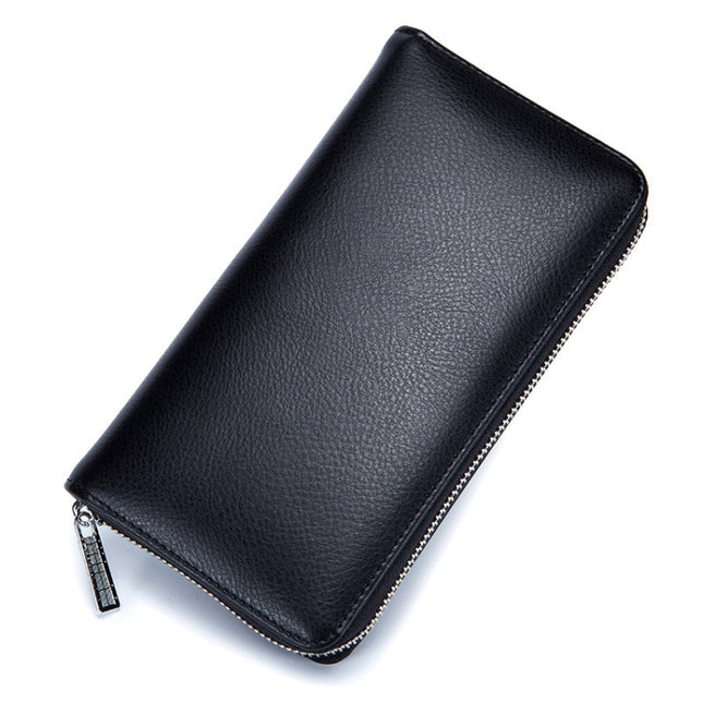 Two-Layer Cowhide Leather Organ Card Holder Multiple-Card RFID Anti-Theft Wallet Bag