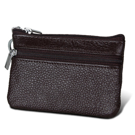 Cowhide Leather Zipper Solid Color Horizontal Card Holder Wallet RFID Blocking Coin Purse Card Bag Protect Case, Size: 11.4*7.4cm