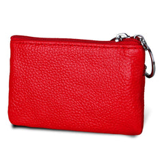 Cowhide Leather Zipper Solid Color Horizontal Card Holder Wallet RFID Blocking Coin Purse Card Bag Protect Case, Size: 11.4*7.4cm