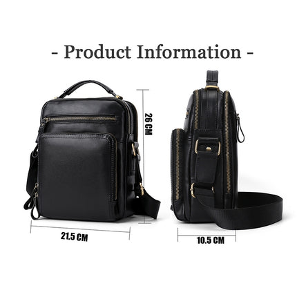 6028 Multifunctional Fashion Top-grain Leather Messenger Bag Casual Men Shoulder Bag