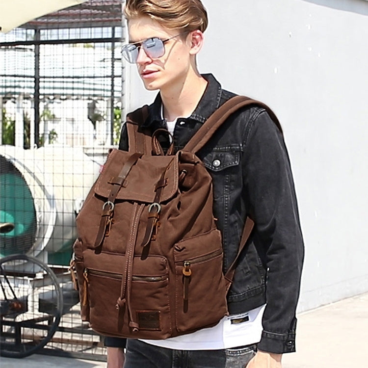 AUGUR 1039 Large Student Retro Canvas Backpack Shoulders Laptop Bag