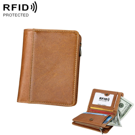 8231 Antimagnetic RFID Men Fashion Crazy Horse Textyure Genuine Leather Wallet Card Bag