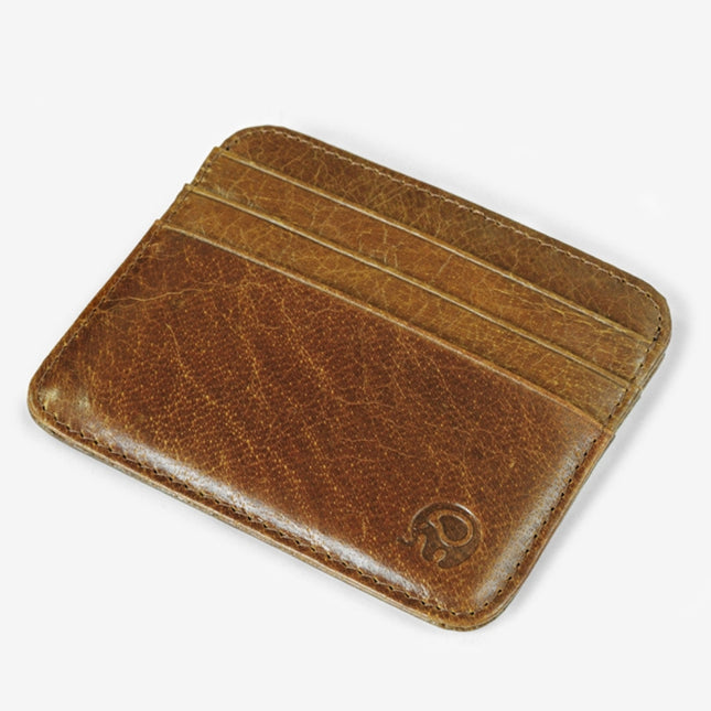 XIAO YUAN XIANG Cowhide Leather Pocket 6 Card Sleeve Wallet Coin Purse Card Holder, Size: 10.7cm x8.7cm, Random Color Delivery