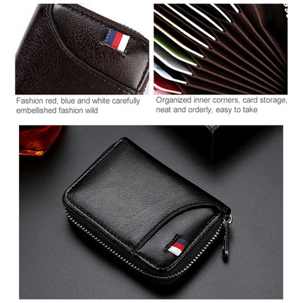KB155 Antimagnetic RFID Zipper Leather Large-capacity Cards Holder Wallet
