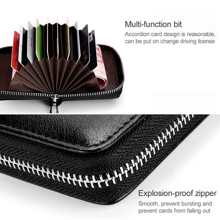 KB155 Antimagnetic RFID Zipper Leather Large-capacity Cards Holder Wallet