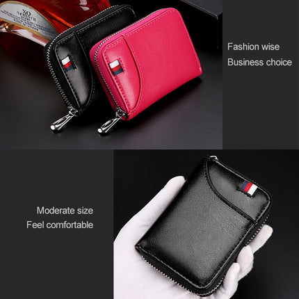 KB155 Antimagnetic RFID Zipper Leather Large-capacity Cards Holder Wallet