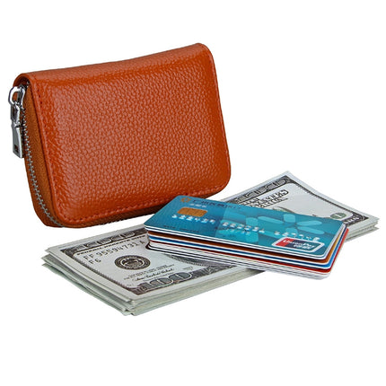 KB205 Antimagnetic RFID Litchi Texture Leather Zipper Large-capacity Card Holder Wallet