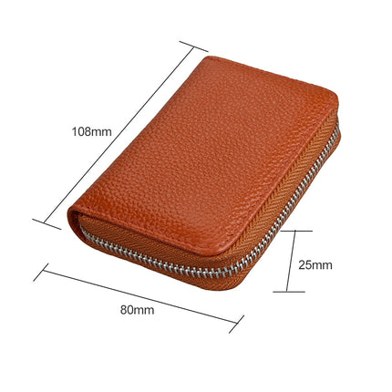 KB205 Antimagnetic RFID Litchi Texture Leather Zipper Large-capacity Card Holder Wallet