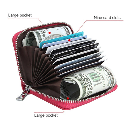 KB205 Antimagnetic RFID Litchi Texture Leather Zipper Large-capacity Card Holder Wallet