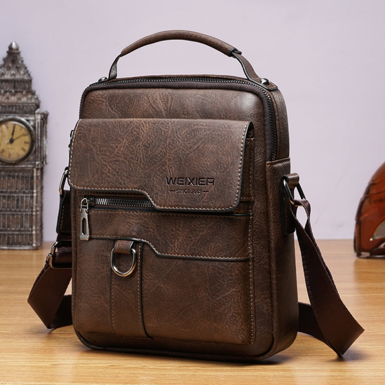WEIXIER 8642 Men Business Retro PU Leather Handbag Crossbody Bag, 26 x 22 x 8cm