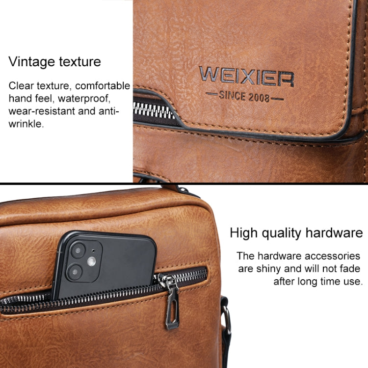 WEIXIER 8642 Men Business Retro PU Leather Handbag Crossbody Bag, 26 x 22 x 8cm