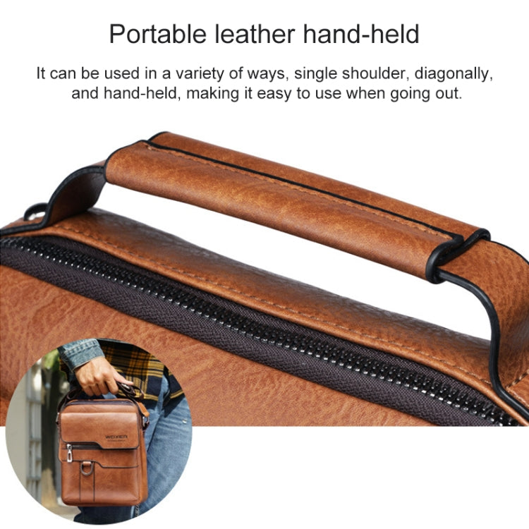 WEIXIER 8642 Men Business Retro PU Leather Handbag Crossbody Bag, 26 x 22 x 8cm