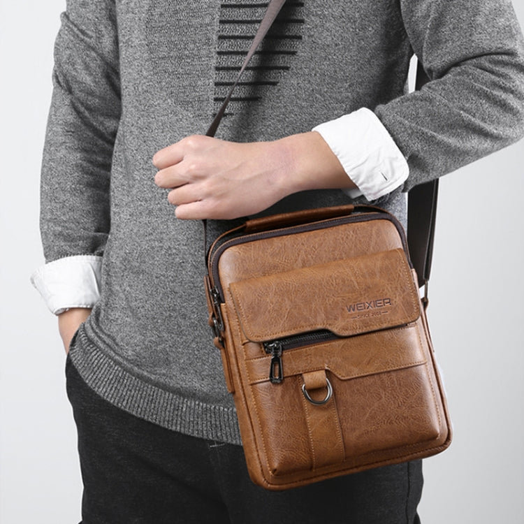 WEIXIER 8642 Men Business Retro PU Leather Handbag Crossbody Bag, 26 x 22 x 8cm