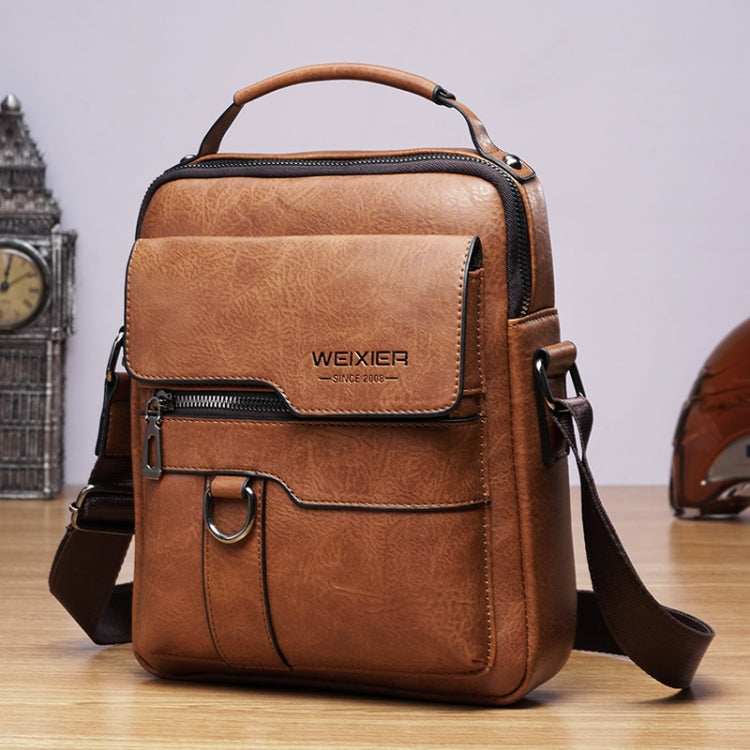WEIXIER 8642 Men Business Retro PU Leather Handbag Crossbody Bag, 26 x 22 x 8cm