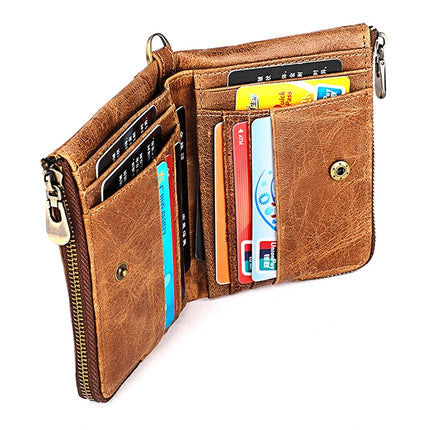 3533 Antimagnetic RFID Top-grain Leather Crazy Horse Texture Men Business Leisure Wallet