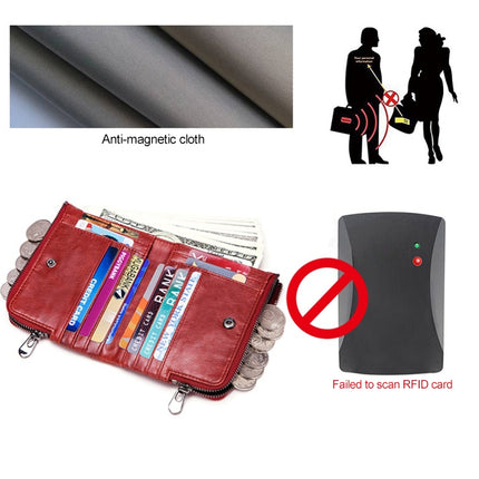 3533 Antimagnetic RFID Top-grain Leather Crazy Horse Texture Men Business Leisure Wallet