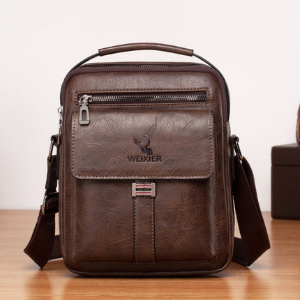 WEIXIER 8683 Large Capacity Retro PU Leather Men Business Handbag Crossbody Bag, WEIXIER 8683