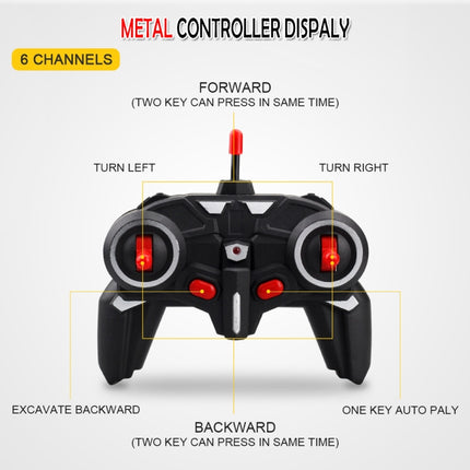 258-1 6 Channel 2.4G 1/24RC Remote-controlled Engineering Metal Excavator Charging RC Car