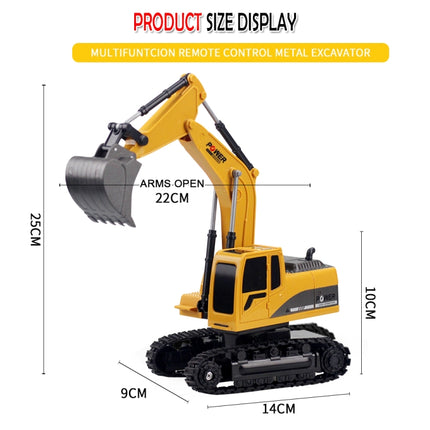258-1 6 Channel 2.4G 1/24RC Remote-controlled Engineering Metal Excavator Charging RC Car