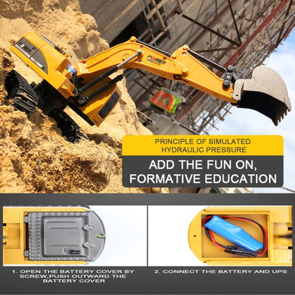 258-1 6 Channel 2.4G 1/24RC Remote-controlled Engineering Metal Excavator Charging RC Car