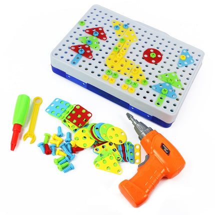 MoFun 608 237 PCS DIY Disassembly Screw Nut Electric Drill Jigsaw Puzzle Educational Toys with Nut Electric, 608 237 PCS