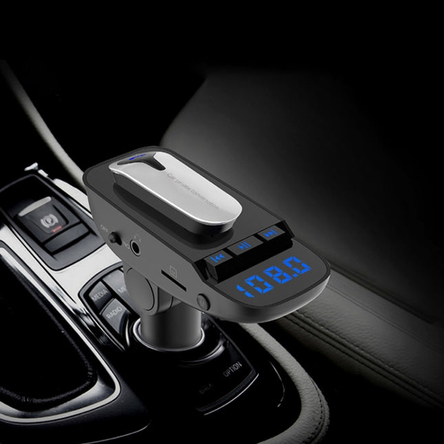 ER9 2 in 1 Hands-Free Calling Car Kit Wireless Bluetooth Headset Dual USB Charger FM Transmitter MP3 Music Player, ER9