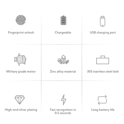 T22F Micro USB Charging Zinc Alloy Smart Bilateral Open Fingerprint Drawer Lock File Cabinet Lock