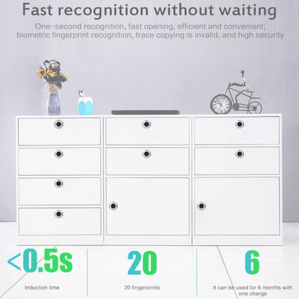 T22F Micro USB Charging Zinc Alloy Smart Bilateral Open Fingerprint Drawer Lock File Cabinet Lock